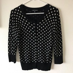Cable & Gauge Polka Dot Cardigan in Black & White